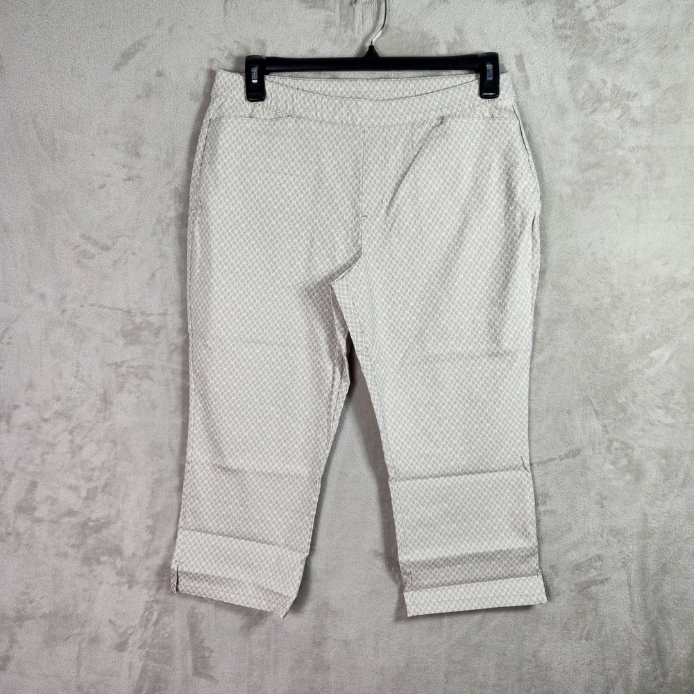 Susan Graver Crop Pant Women 14 Petite Sandstone Uptown Stretch Slim Leg A575933